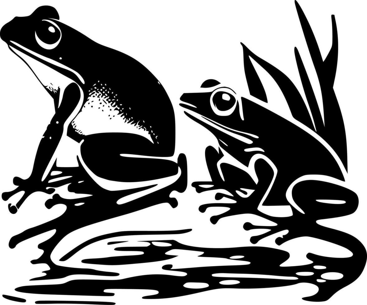 Frogs, Minimalist and Simple Silhouette - Vector illustration