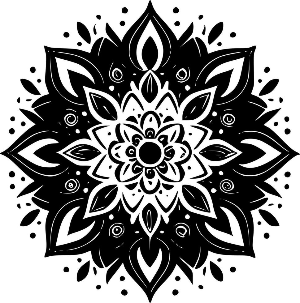 Mandala, Black and White Vector illustration