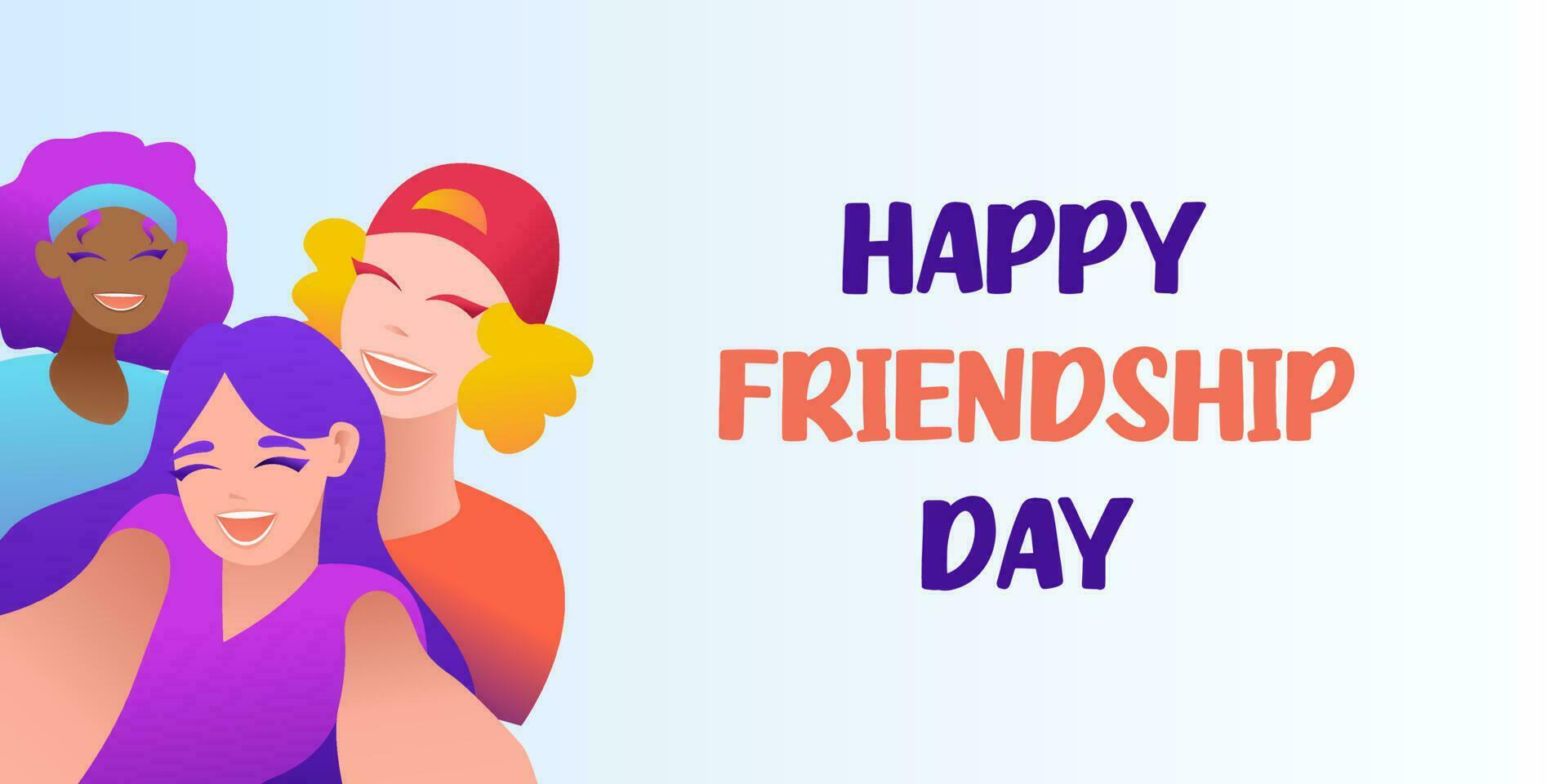 Happy Friendship Day Social Media Post Template Flat Cartoon Background Vector Illustration