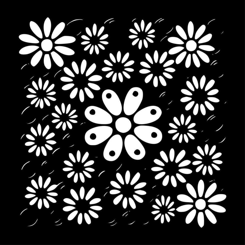 Flower Pattern - Black and White Isolated Icon - Vector illustration