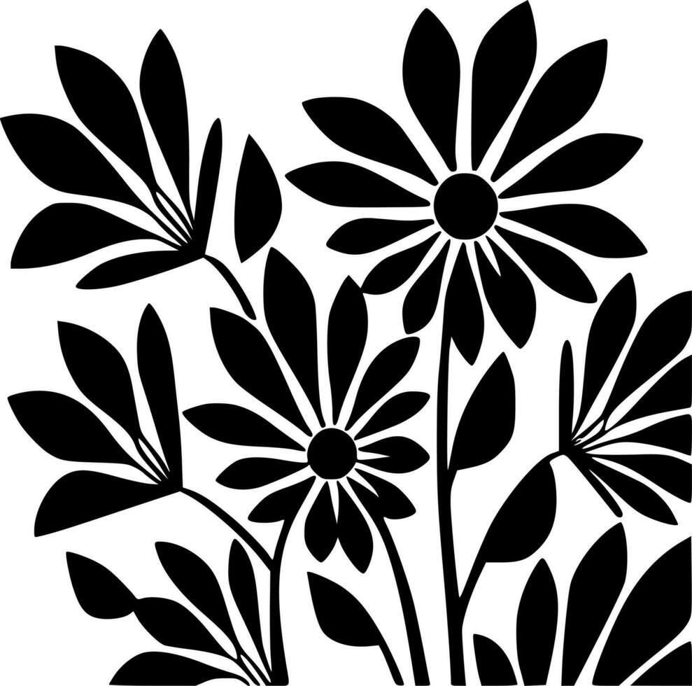 Flower Pattern, Black and White Vector illustration