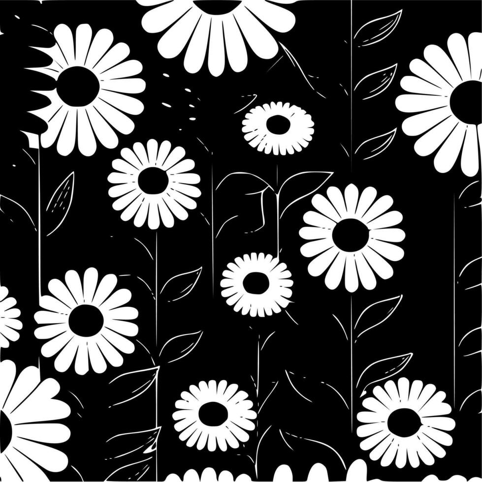 Floral Background, Black and White Vector illustration