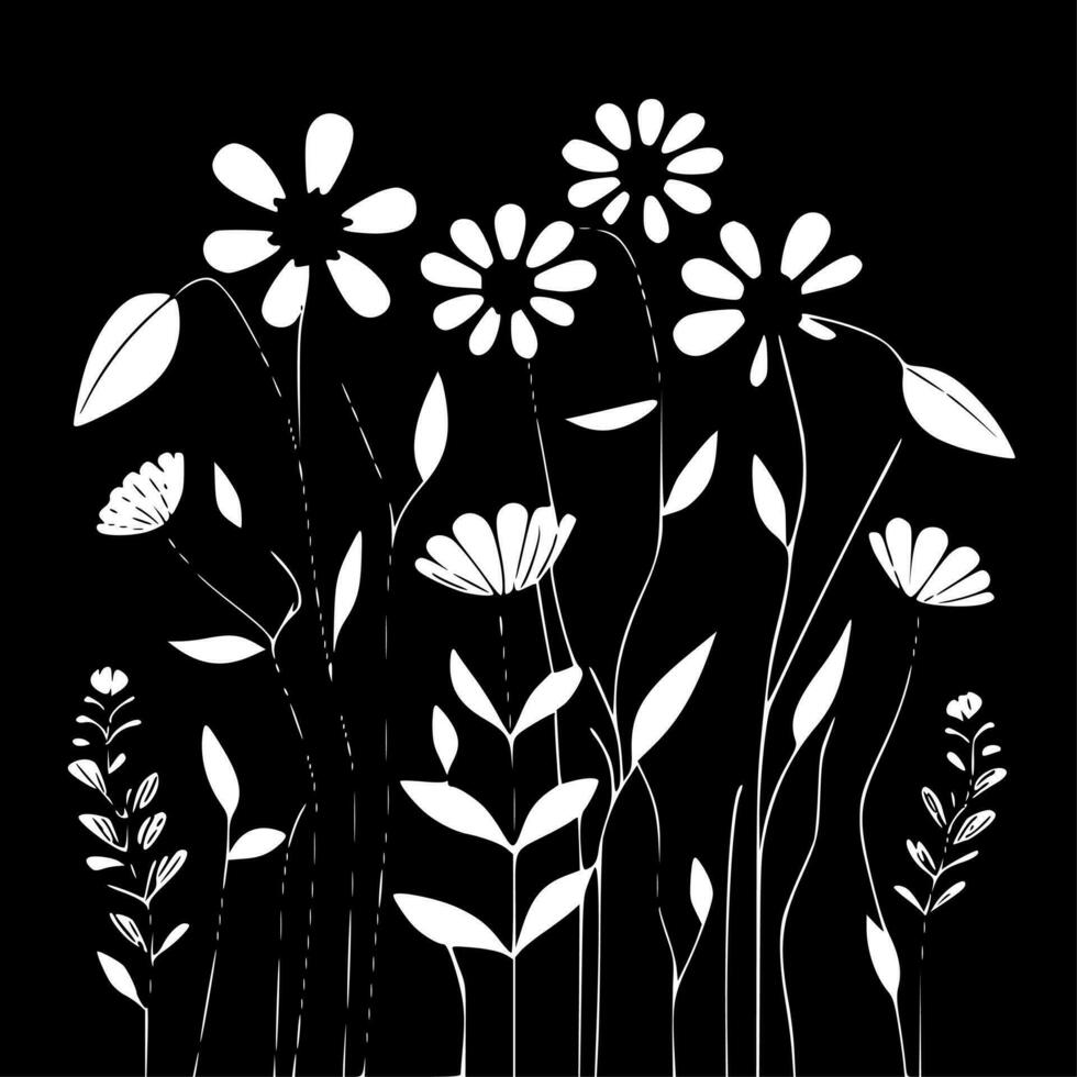 Floral Background, Black and White Vector illustration