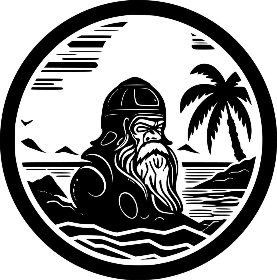 Hawaii, Black and White Vector illustration