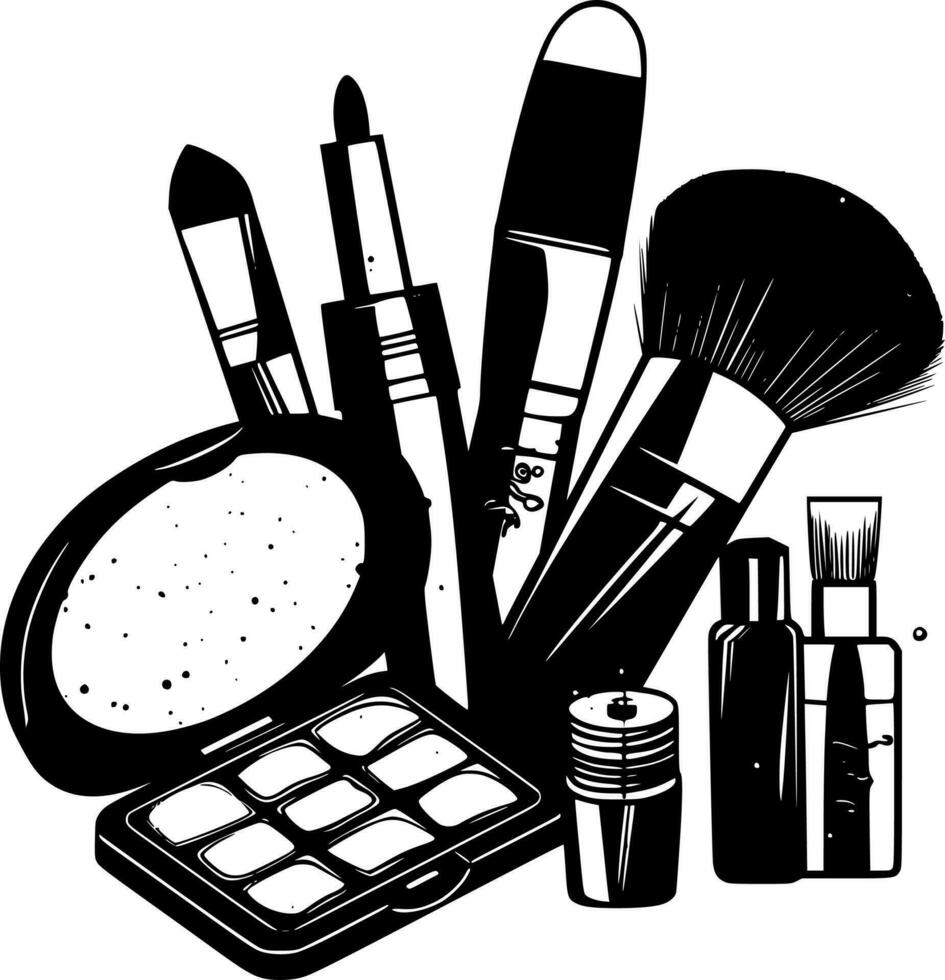 Makeup, Black and White Vector illustration