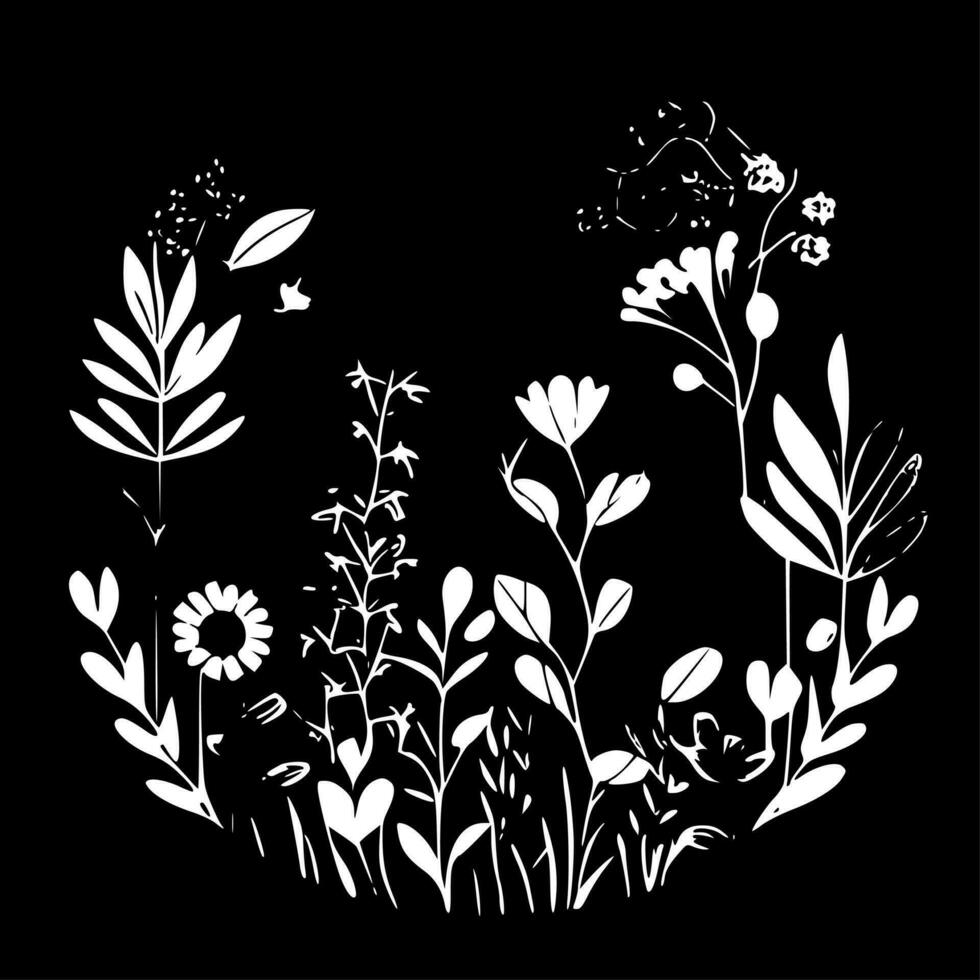 Floral Background, Black and White Vector illustration