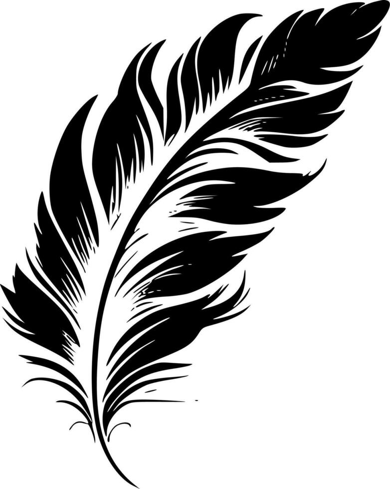 Feathers, Black and White Vector illustration