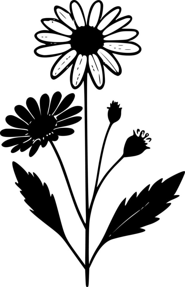 Flower - Black and White Isolated Icon - Vector illustration