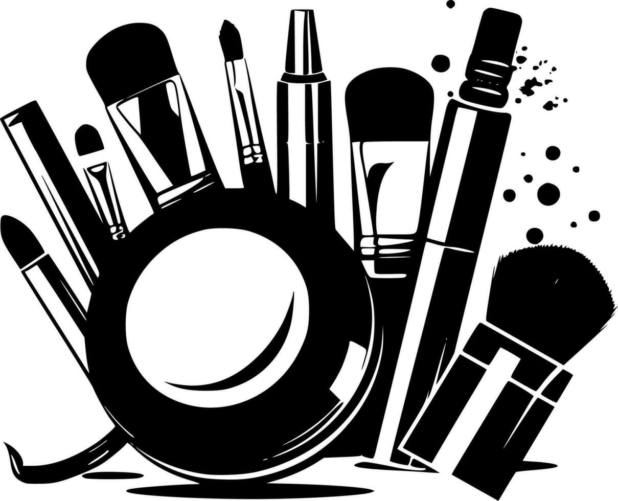 maquillaje - negro y blanco aislado icono - vector ilustración