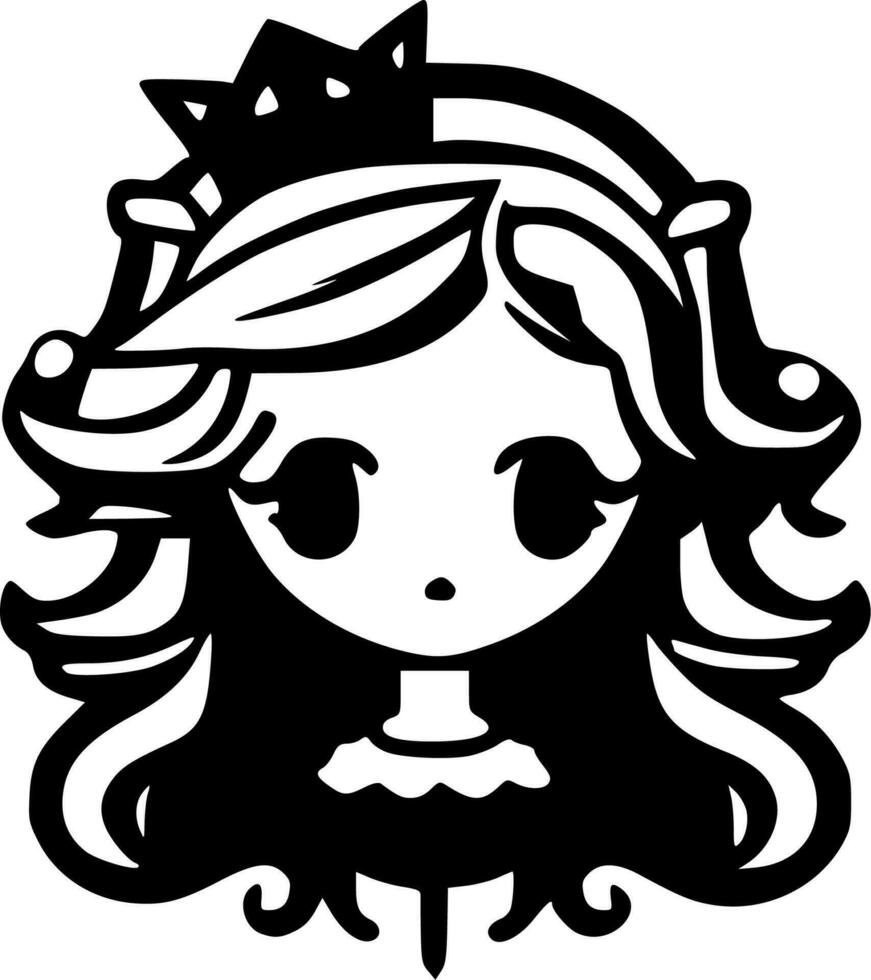 Princess - Black and White Isolated Icon - Vector illustration