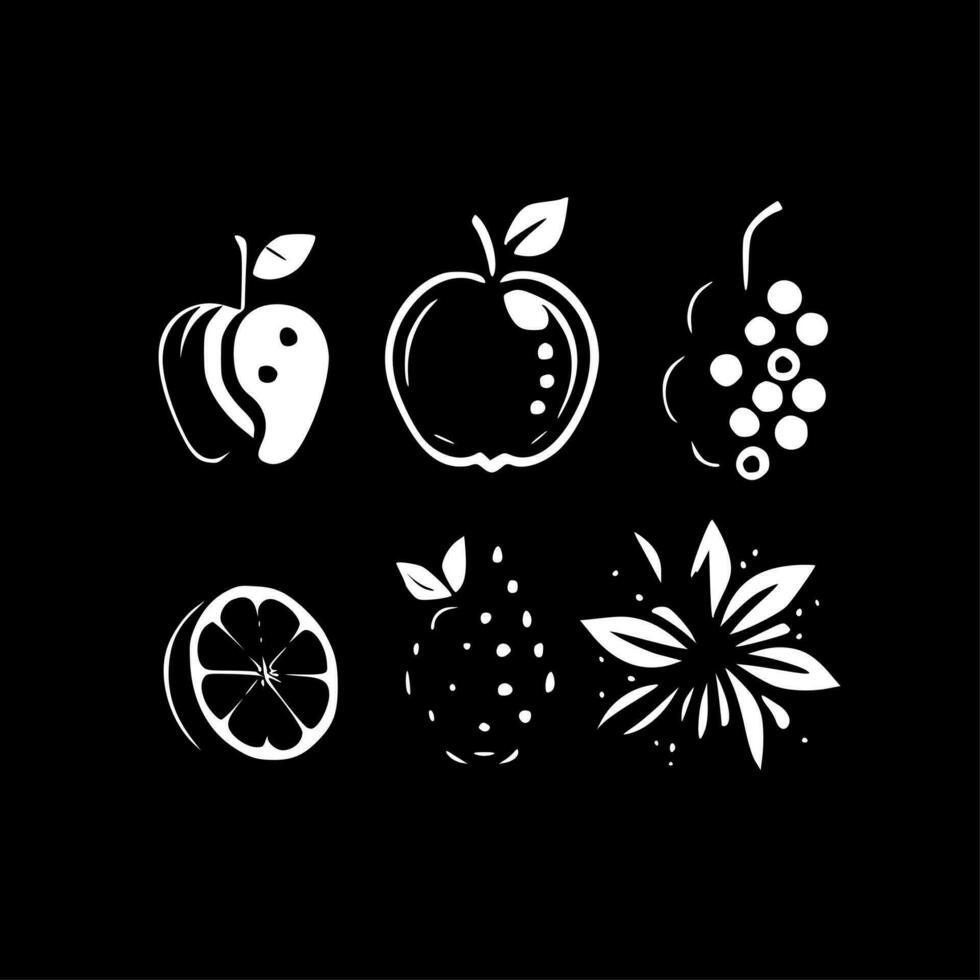 Fruit, Black and White Vector illustration