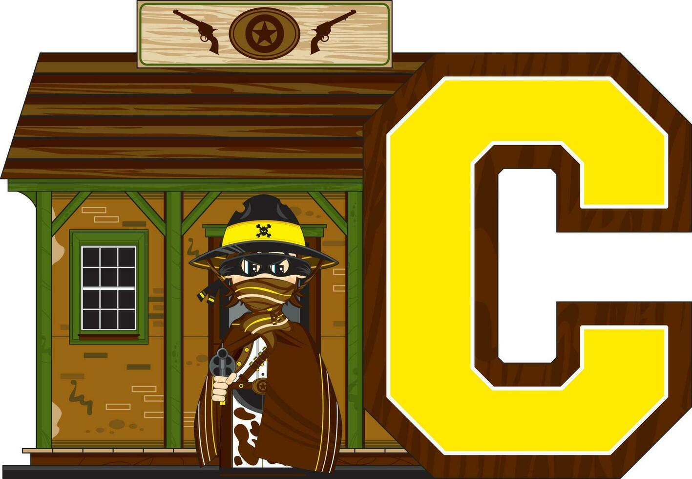 C is for Cowboy Wild West Alphabet Learning Educational Illustration vector