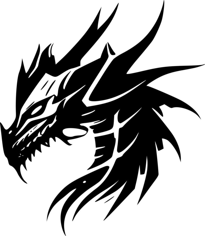 Dragons, Black and White Vector illustration