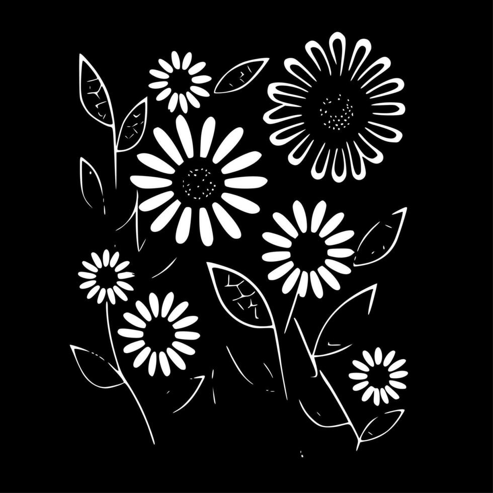 Flower Pattern - Black and White Isolated Icon - Vector illustration