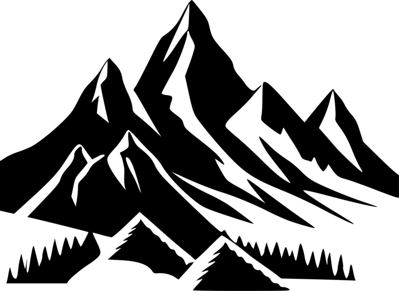 Mountains, Black and White Vector illustration