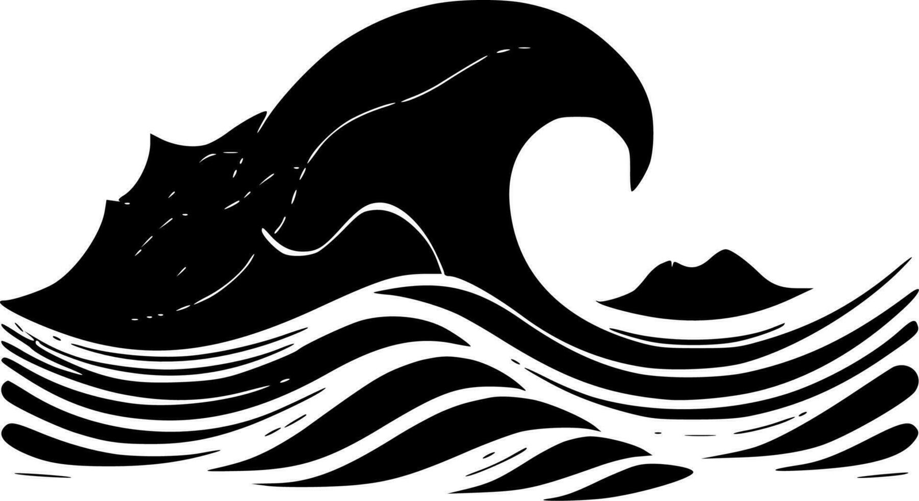 Waves, Minimalist and Simple Silhouette - Vector illustration