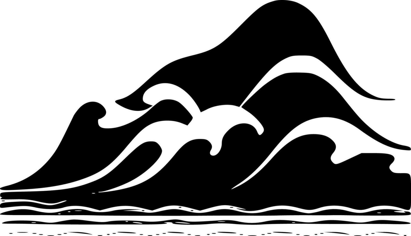 Waves, Black and White Vector illustration