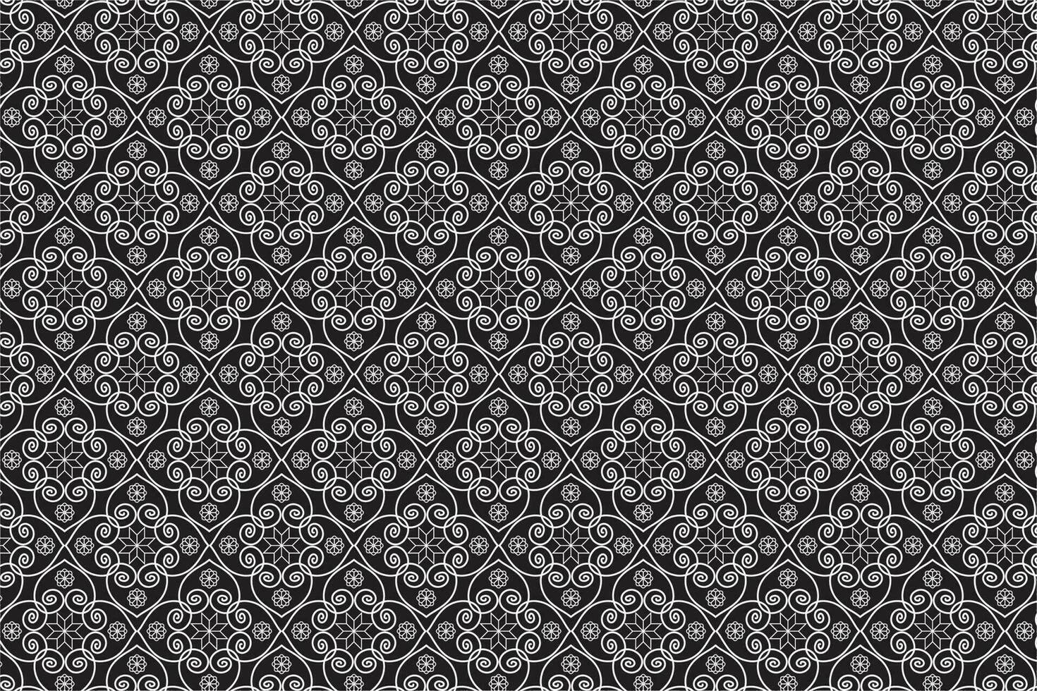 seamless ethnic pattern repeats ikat ogee art floral and geometric elements black and white modern tribal design texture, vintage, fabric, carpet clothing folk Stitch embroidery vector background