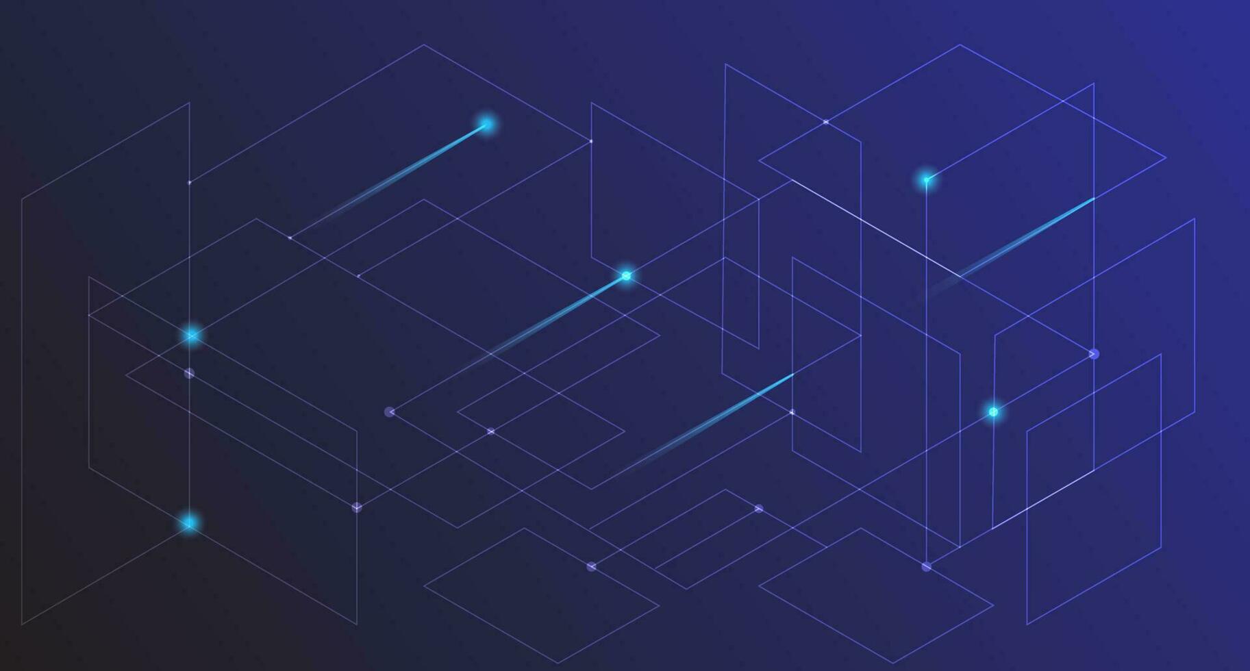 abstract lines, dots, circle and isometric lines with white glowing light digital business marketing connection technology background and big data concept network, graphic vector illustration