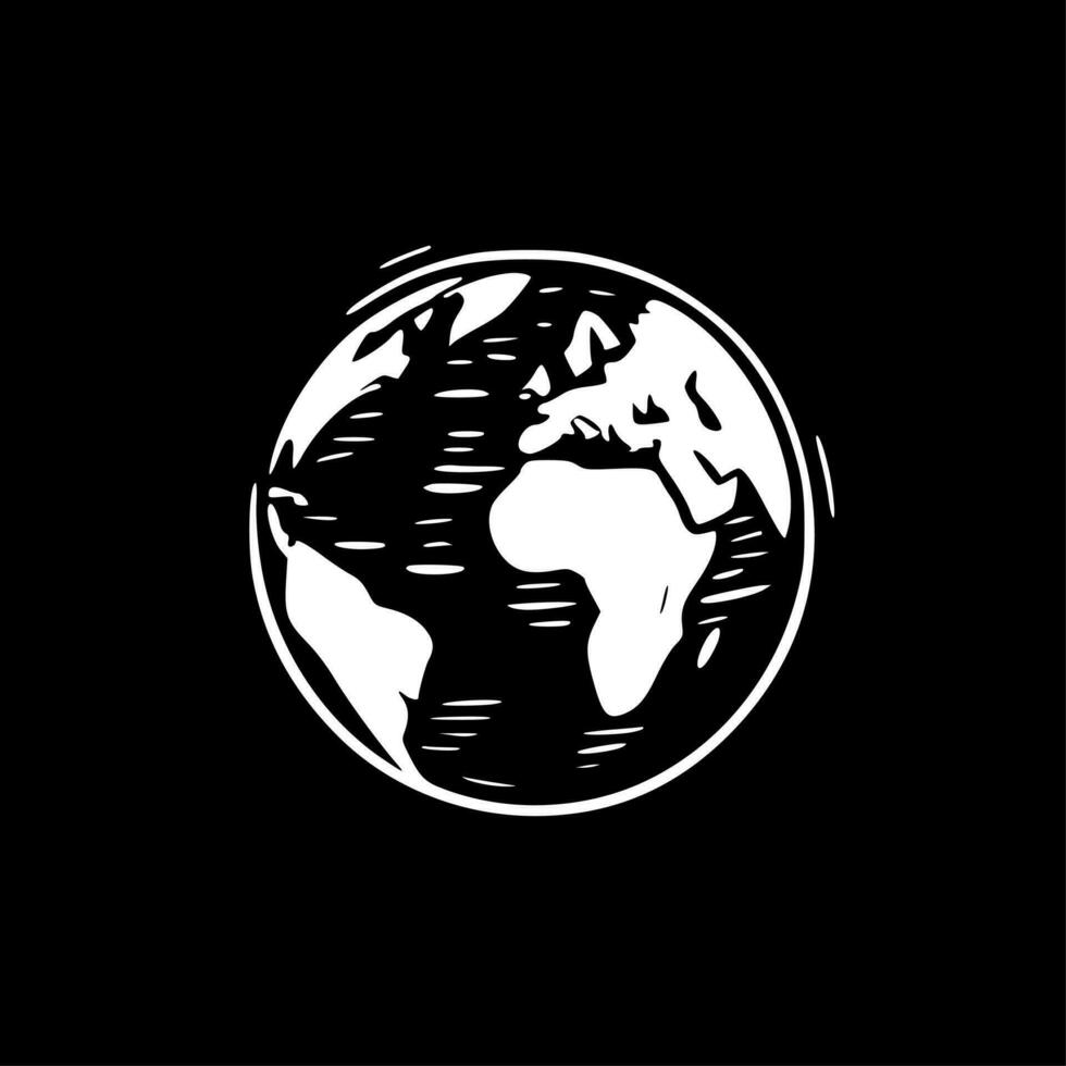 Earth - Black and White Isolated Icon - Vector illustration