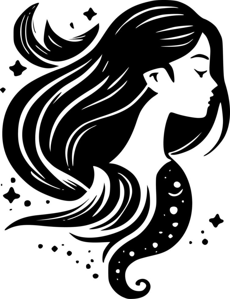 Mermaid, Minimalist and Simple Silhouette - Vector illustration