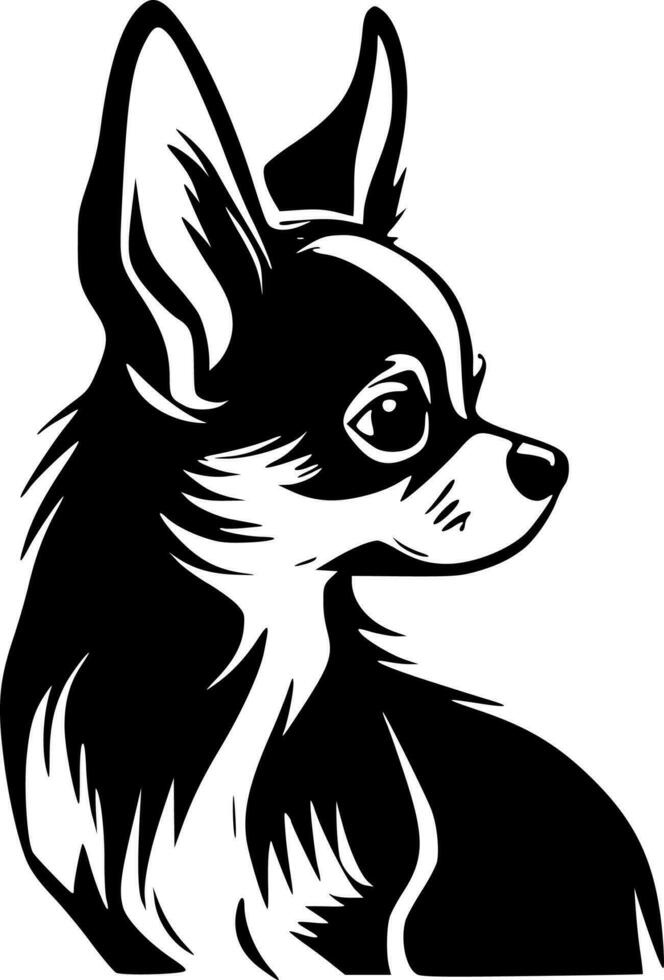 chihuahua - negro y blanco aislado icono - vector ilustración