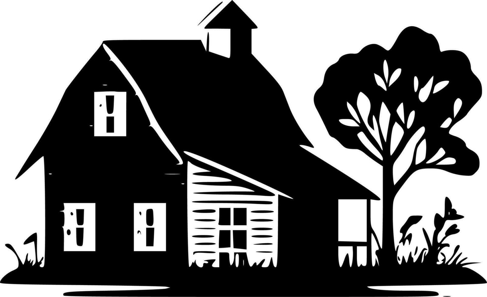 Farmhouse, Minimalist and Simple Silhouette - Vector illustration