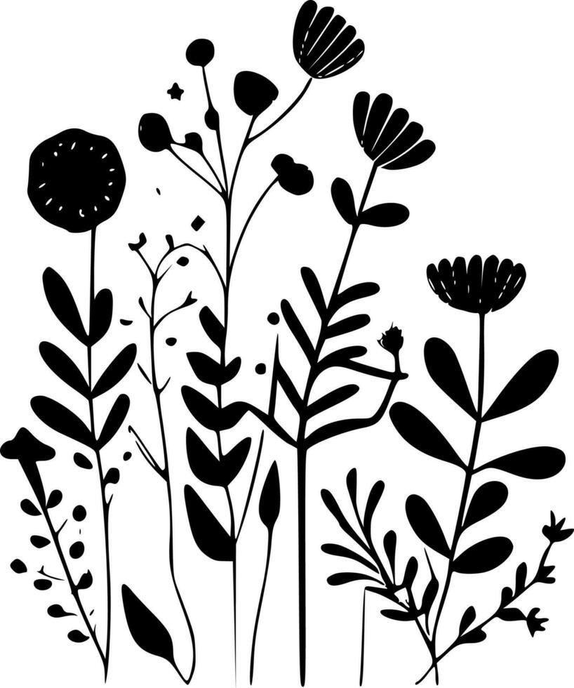 Floral, Black and White Vector illustration