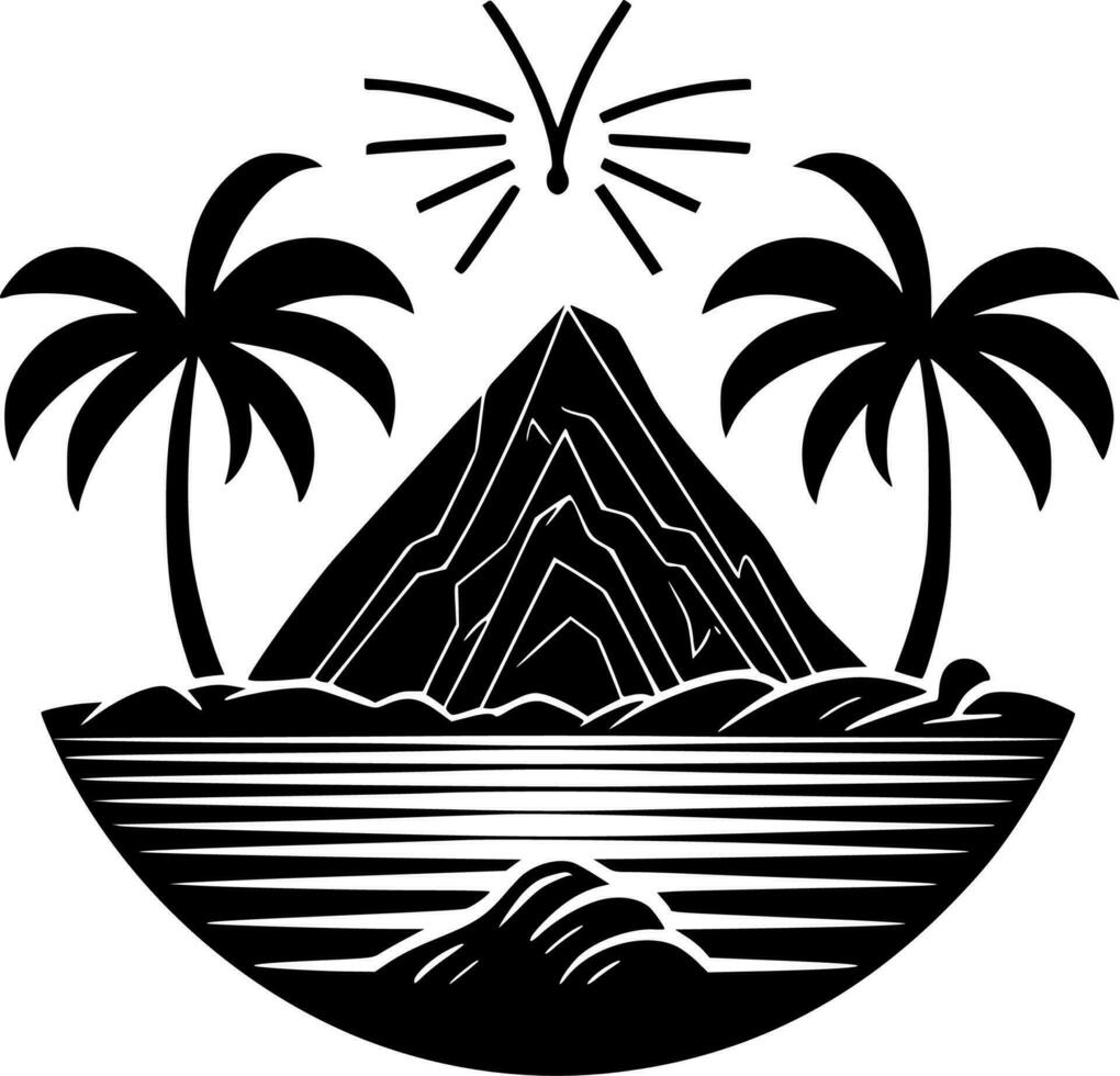 Hawaii, Black and White Vector illustration