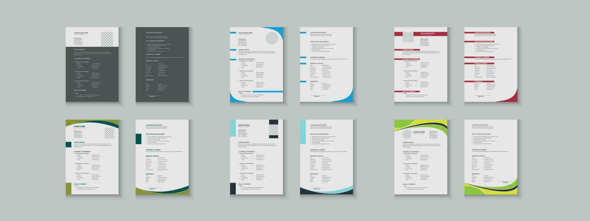 Resume bundle collections, unique vector mega cv set template, 2 pages cv layout or resume design with mockup