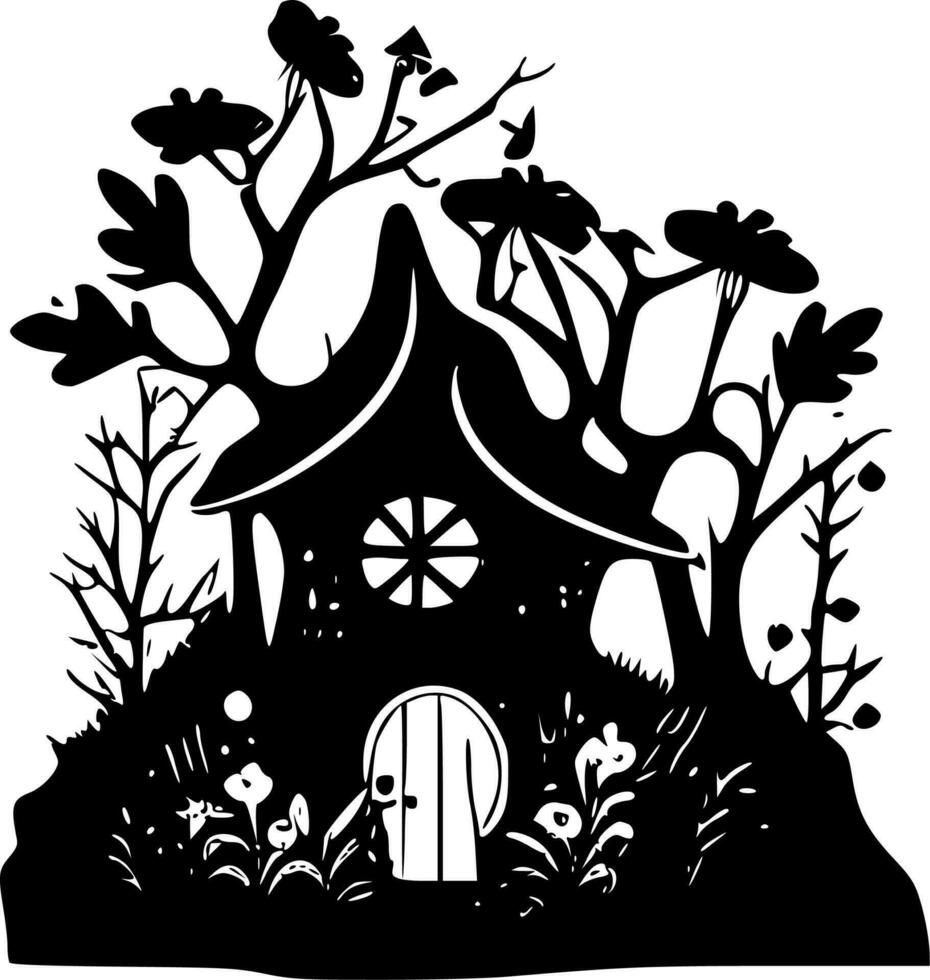 Fairy House, Minimalist and Simple Silhouette - Vector illustration