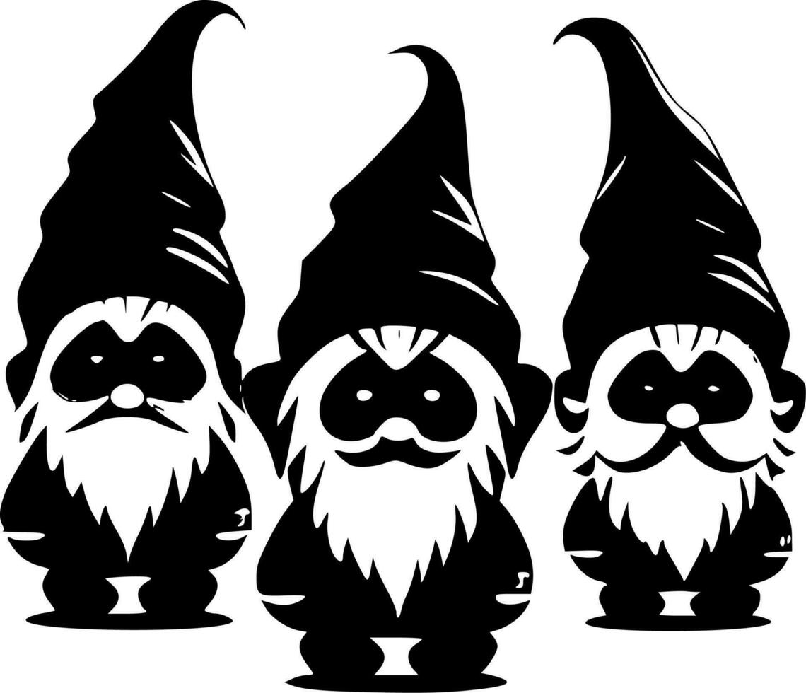 gnomos, negro y blanco vector ilustración