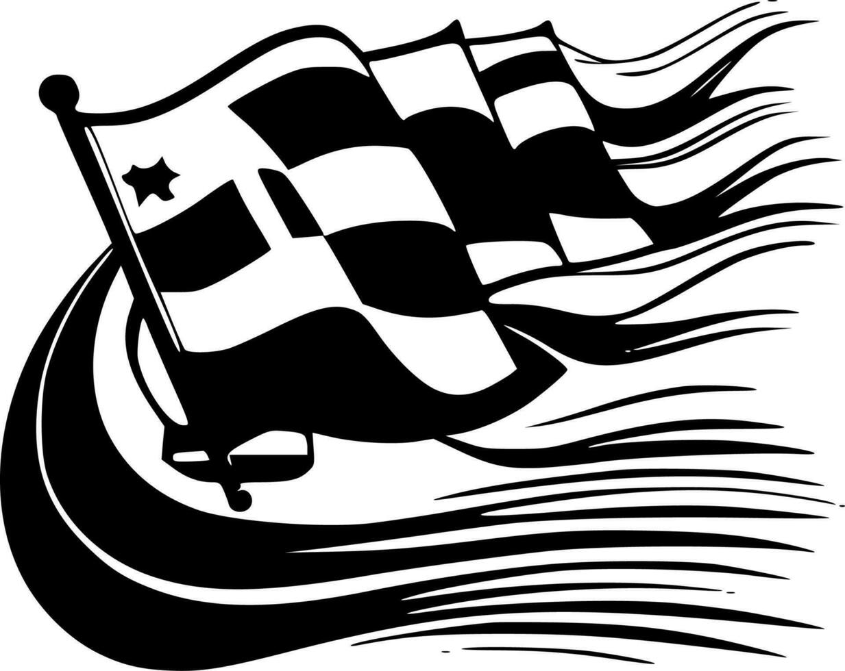 Racing - Black and White Isolated Icon - Vector illustration