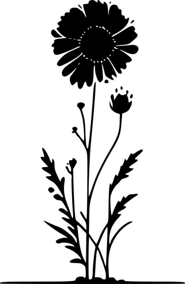 Flower, Black and White Vector illustration