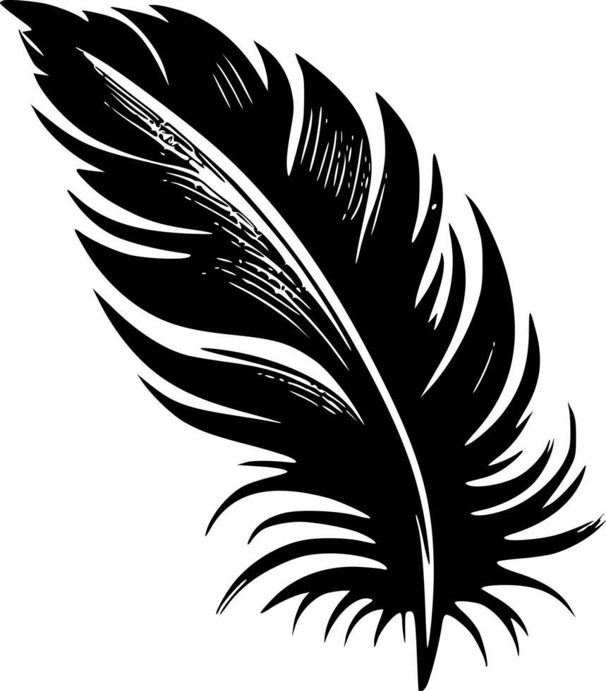 Feathers, Black and White Vector illustration