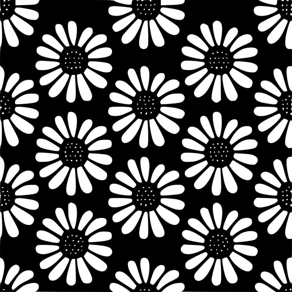 Flower Pattern - Black and White Isolated Icon - Vector illustration