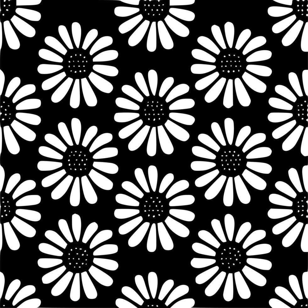 Flower Pattern - Black and White Isolated Icon - Vector illustration