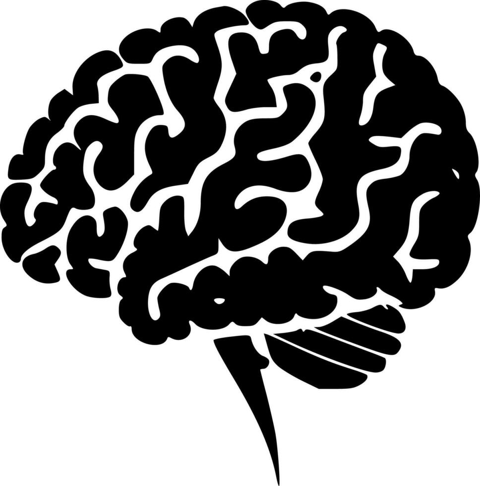 cerebro, negro y blanco vector ilustración