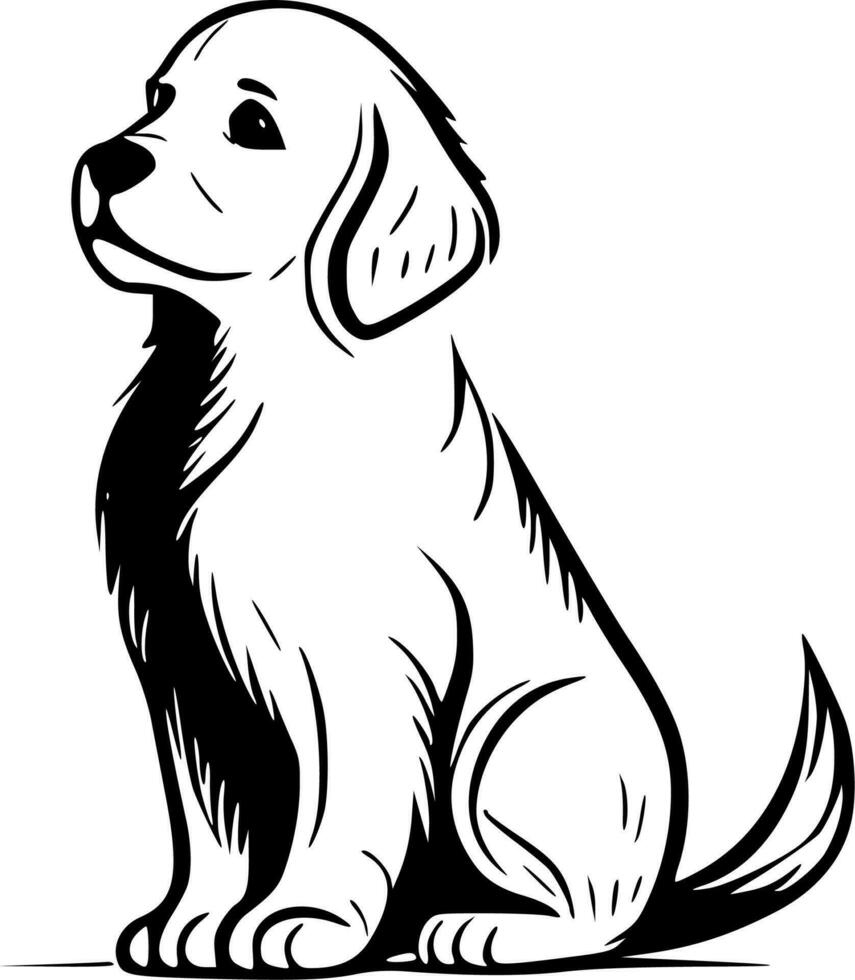 Golden Retriever, Minimalist and Simple Silhouette - Vector illustration