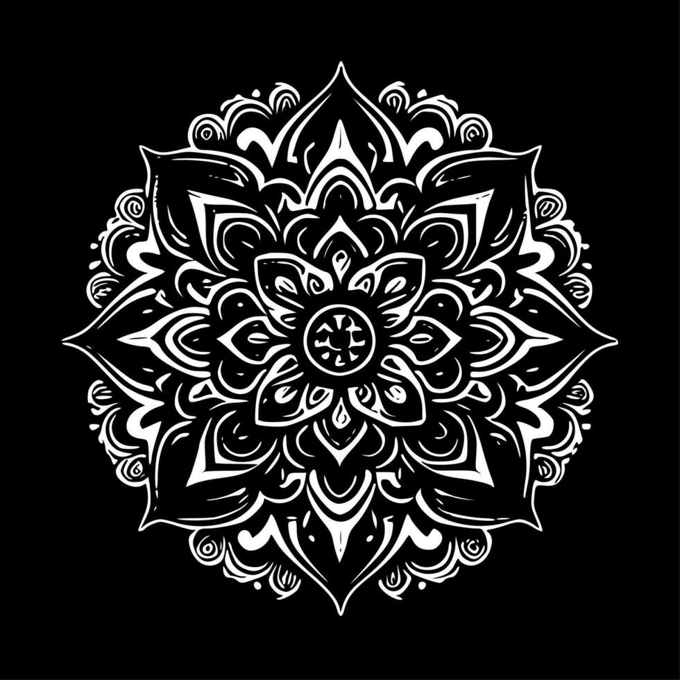 Mandala - Black and White Isolated Icon - Vector illustration