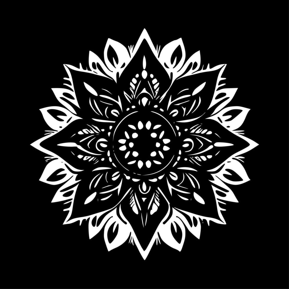 Mandala, Black and White Vector illustration