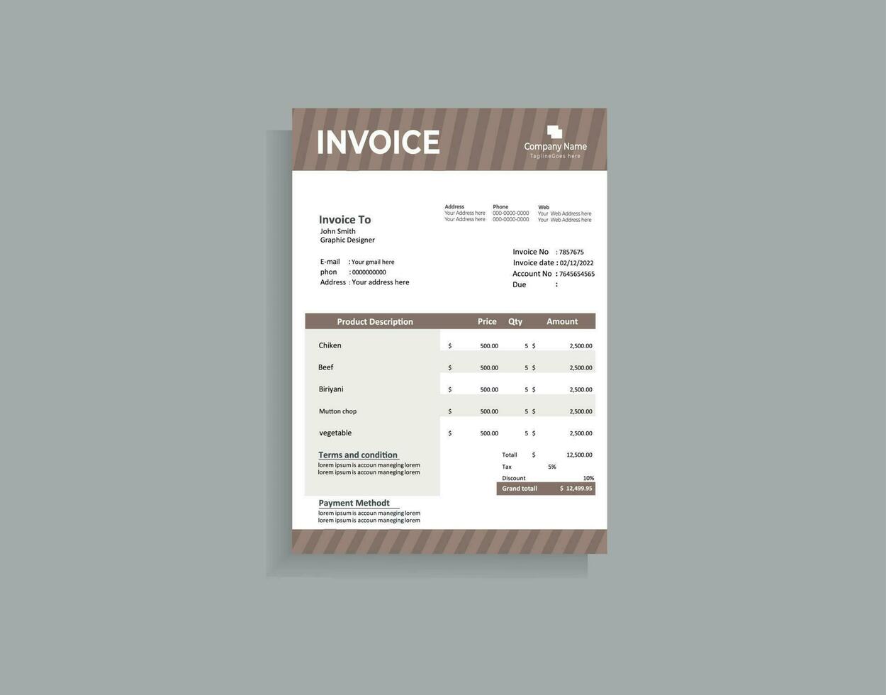 Modern invoice template vector