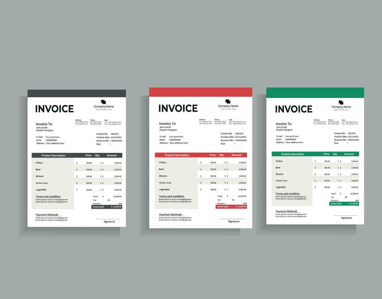 Invoice Design Tamplate vector