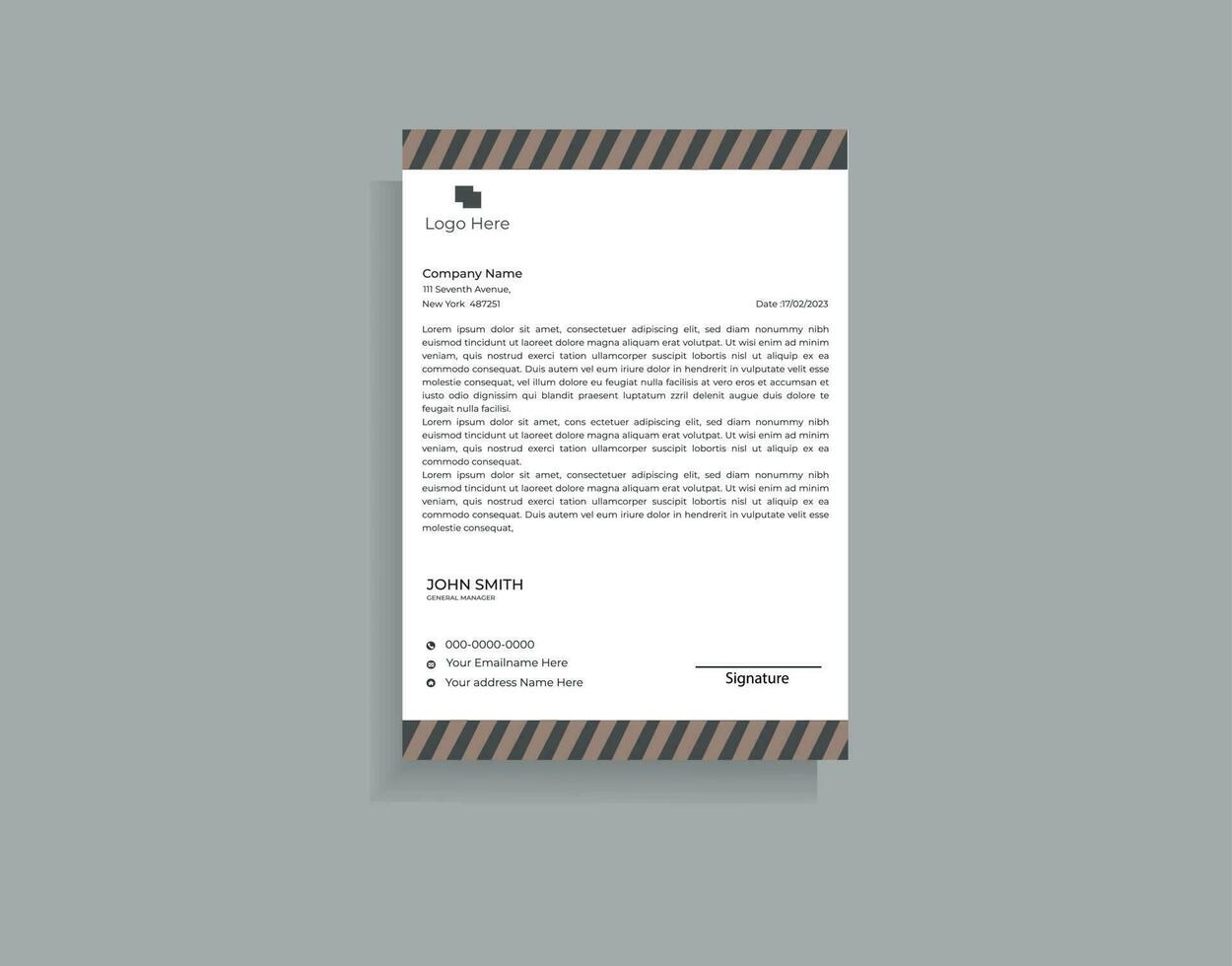 letterhead flyer corporate official abstract professional minimal simple creative modern informative newsletter magazine poster template design vector