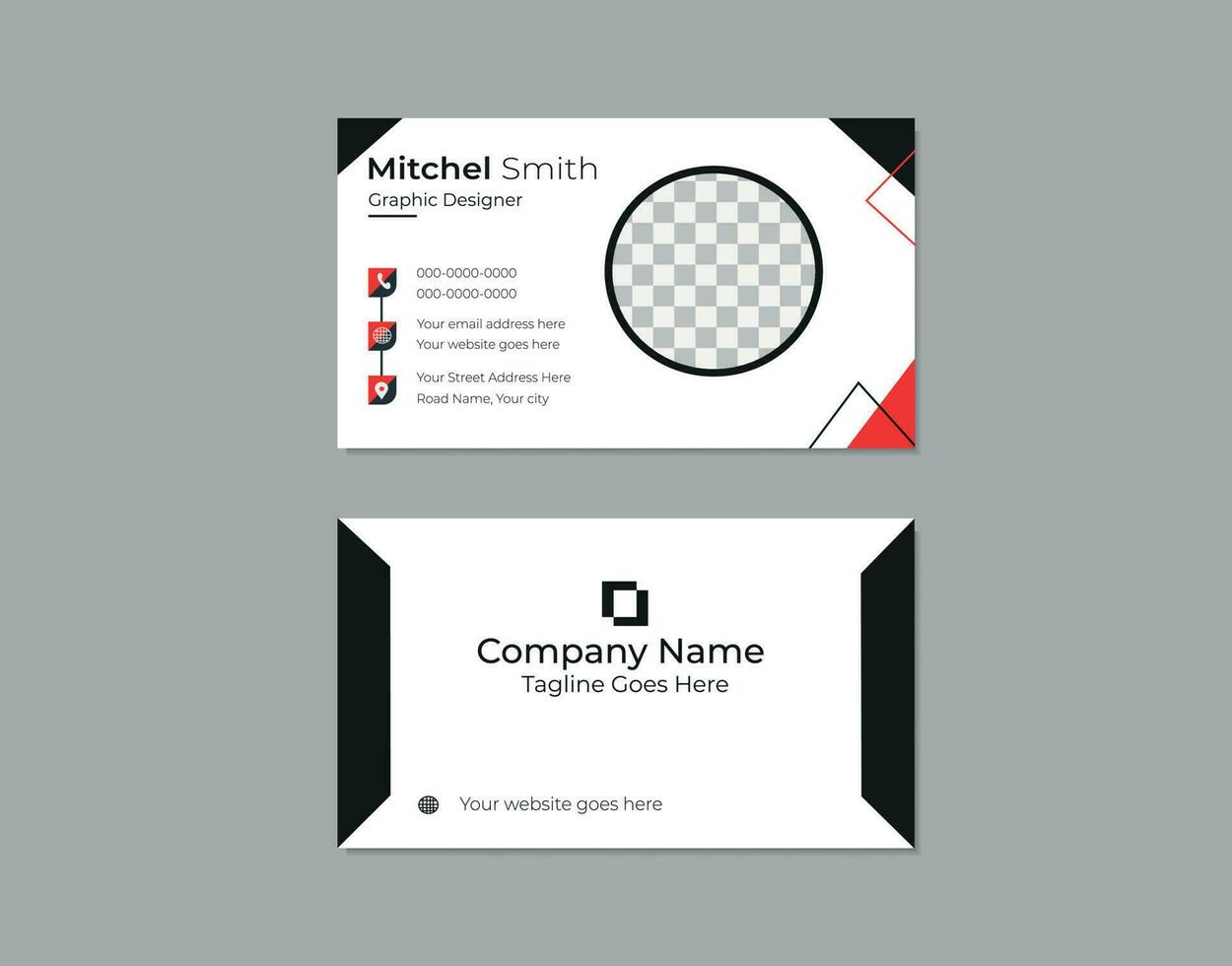 Modern red corporate business card vector