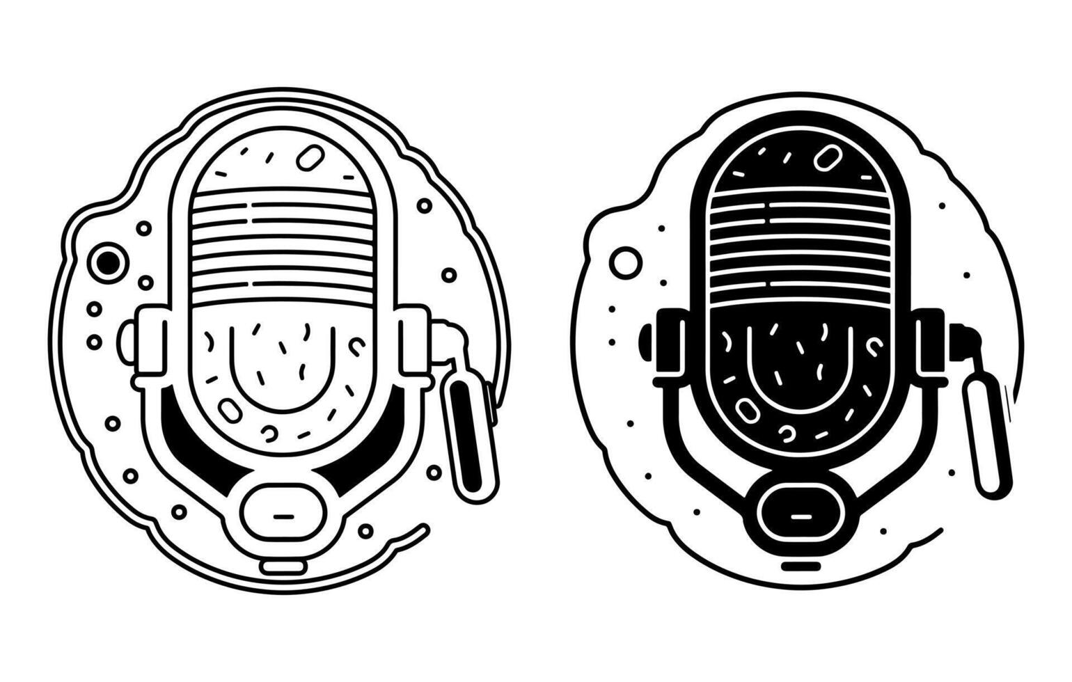 podcast y audio línea icono conjunto vector,micrófono vector icono, web diseño icono. voz vector icono, registro. micrófono,