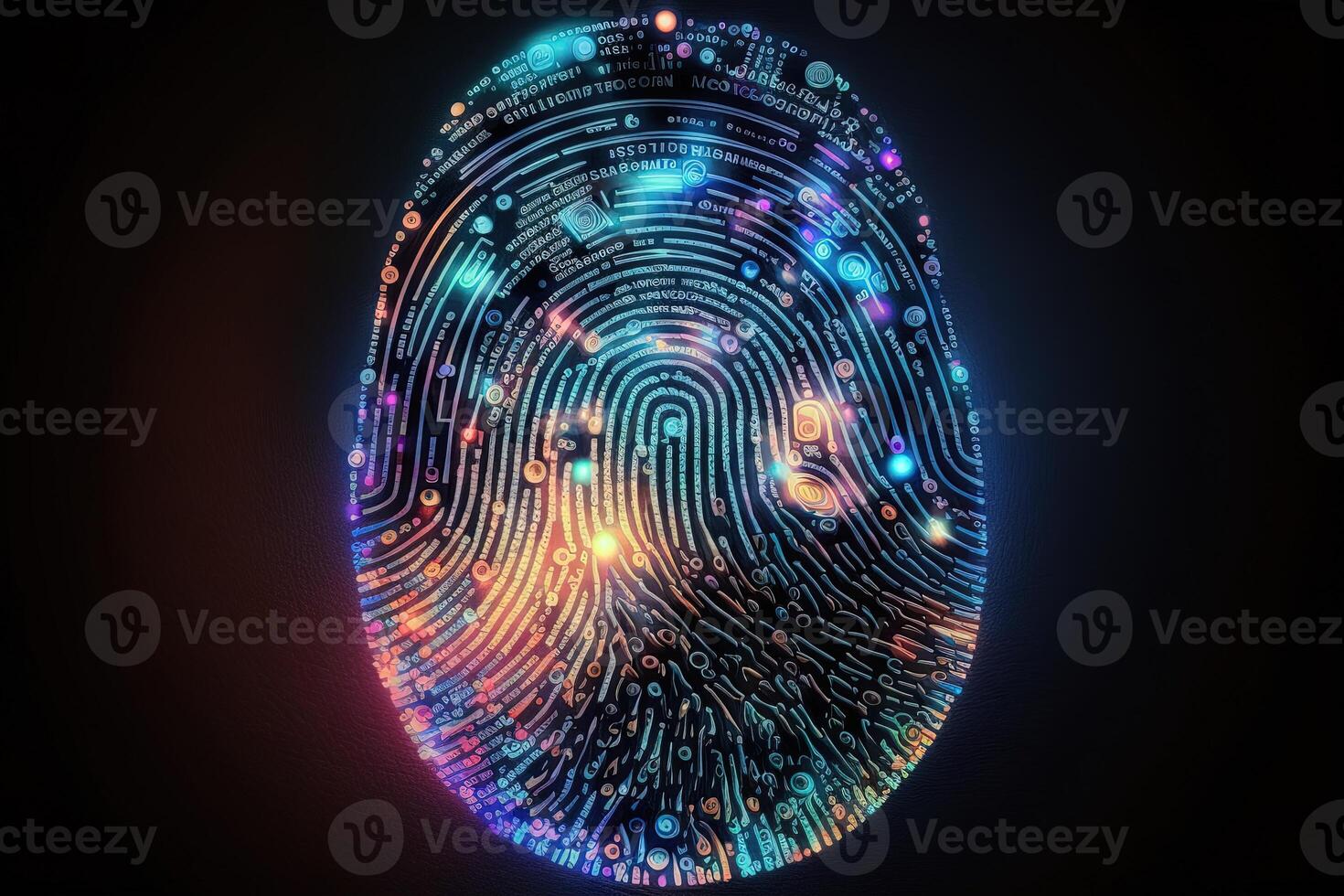 Photo of Holographic Fingerprint Security in the Digital Age, Protecting Big Data with AI Technology . Fingerprint integrated in a printed circuit, releasing binary codes.