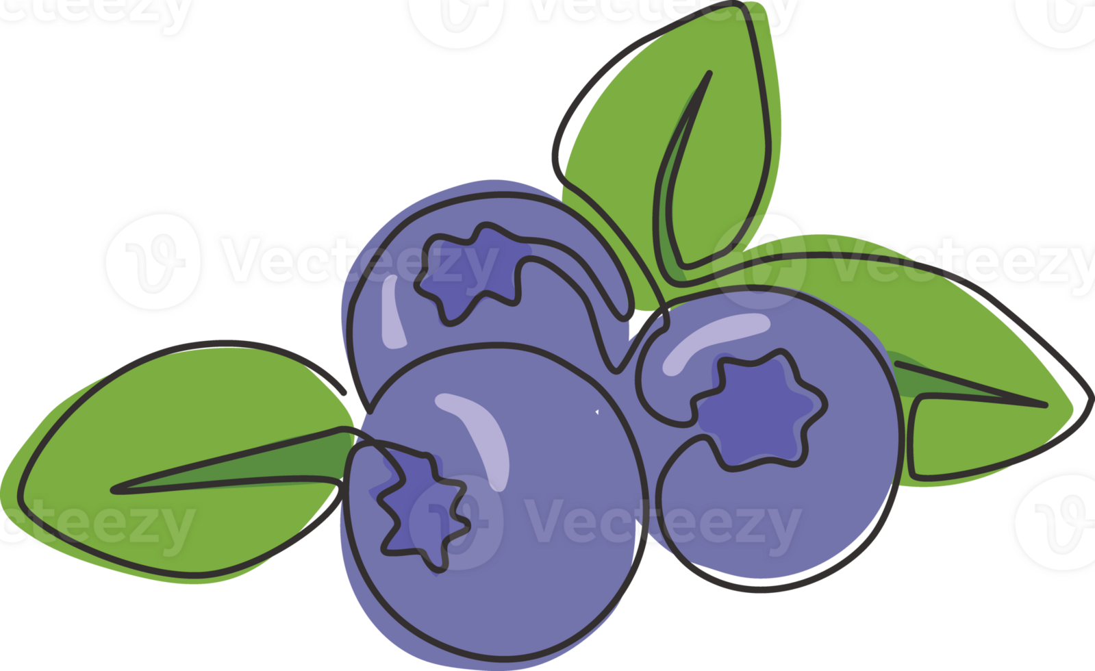 One single line drawing of whole healthy organic blueberries for orchard logo identity. Fresh blue berry fruitage concept for fruit garden icon. Modern continuous line draw design vector illustration png