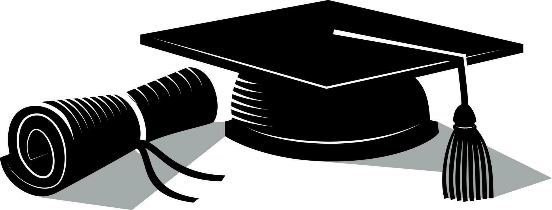 monocromo imagen de Universidad sombrero y un diploma vector