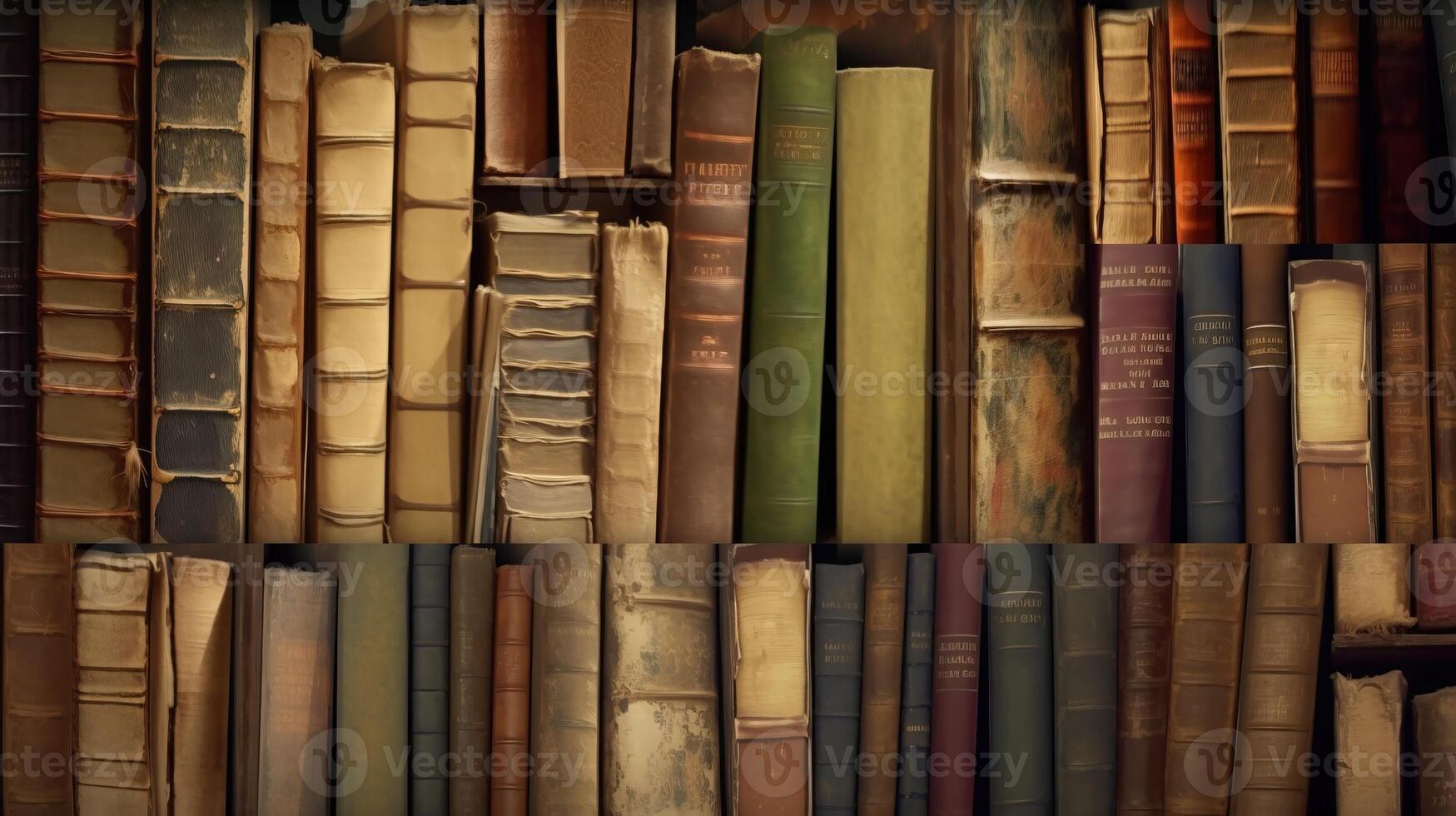 Shelves with old books, folios, textbooks, background. . photo